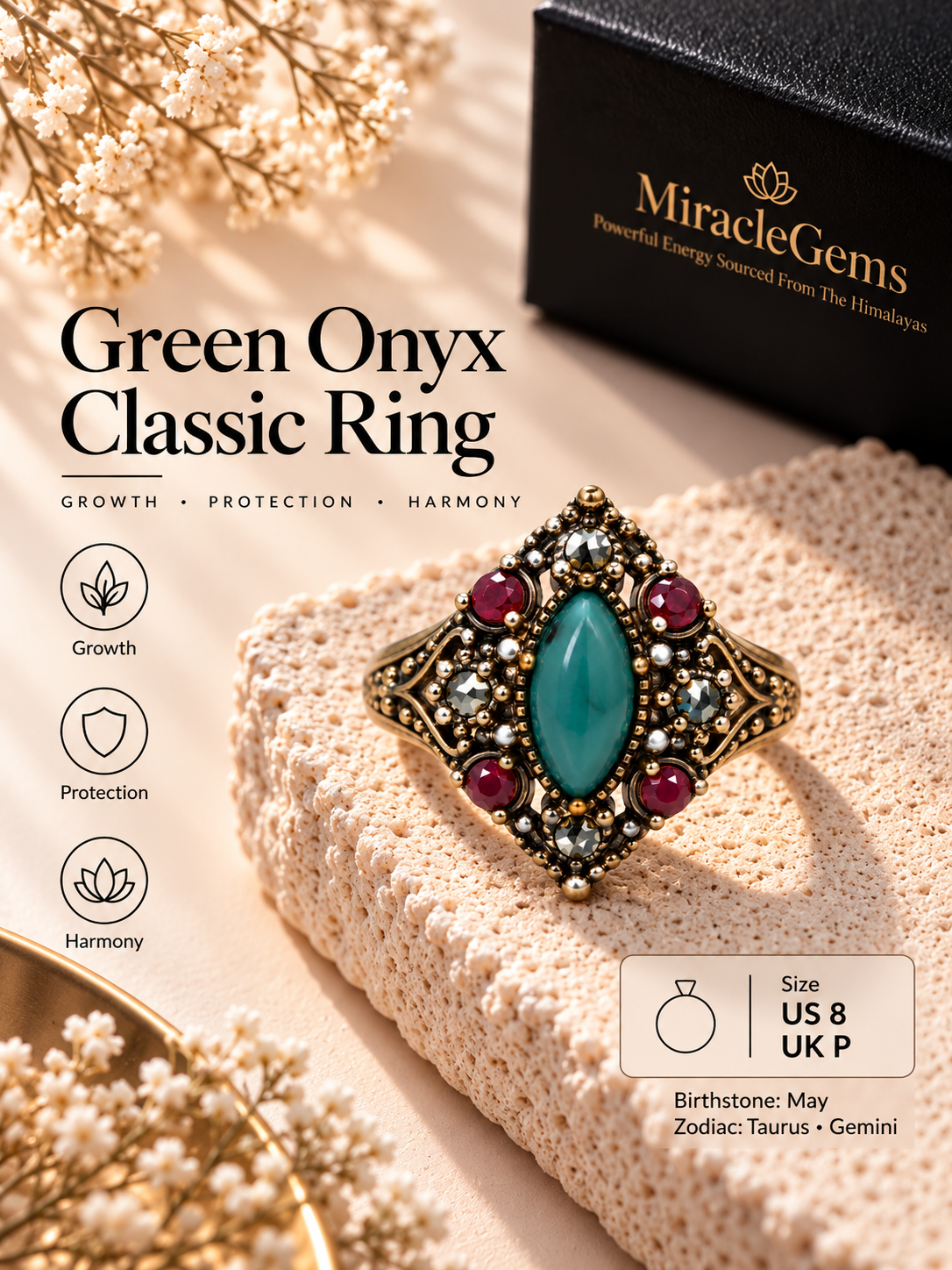 Green Onyx Classic Ring