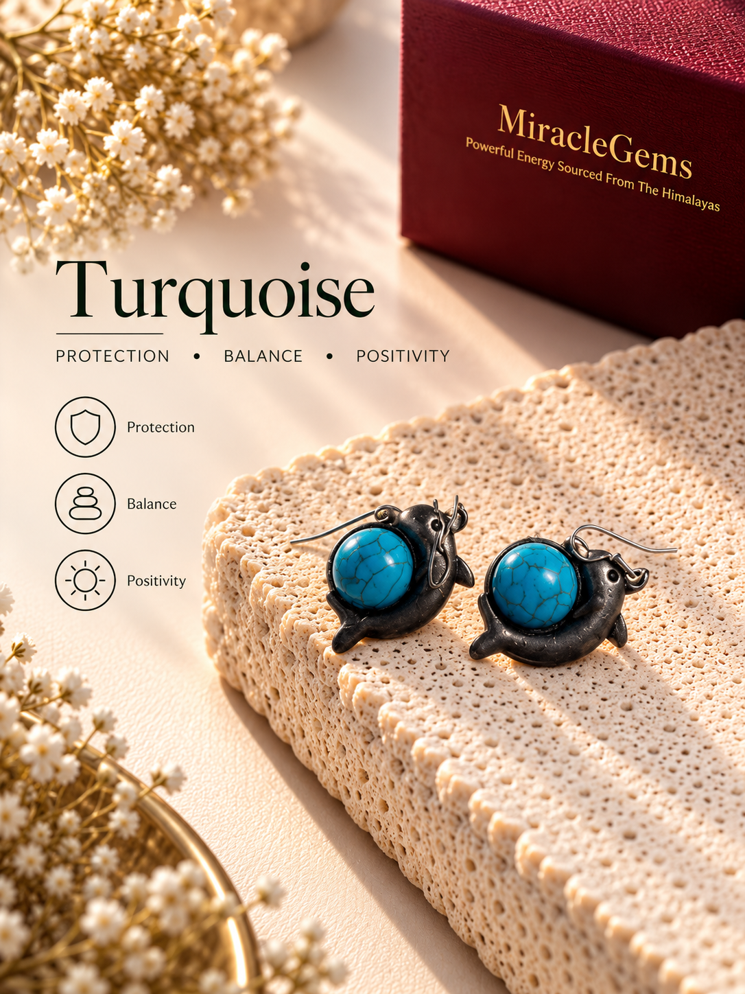 Turquoise Elephant Charm Earrings