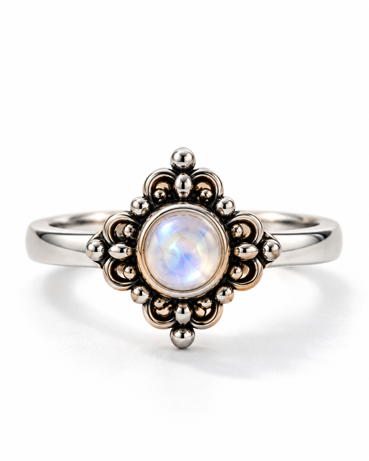 Moonstone Floral Grace Ring