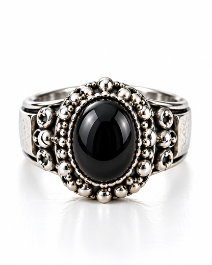 Black Onyx Guardian Ring