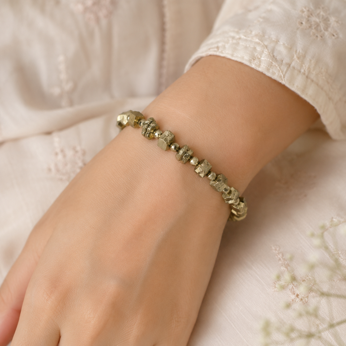Natural Pyrite Small Stones Bracelet