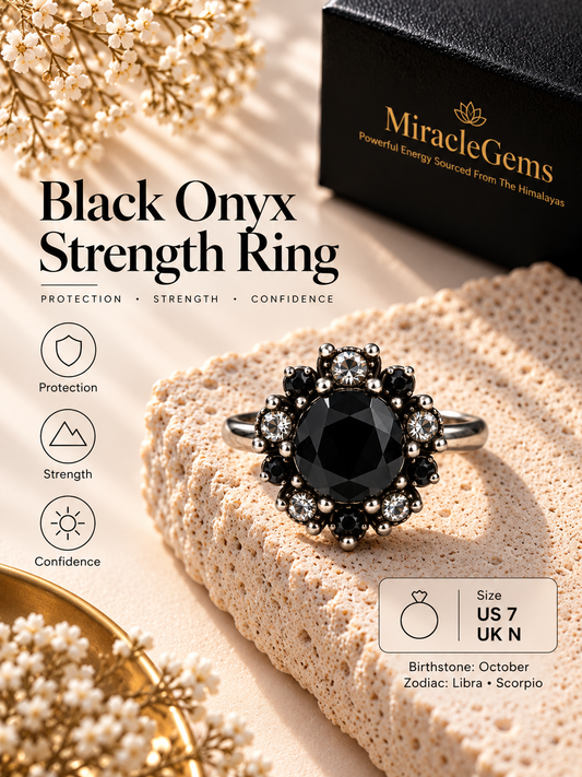 Natural Black Onyx Strength Ring